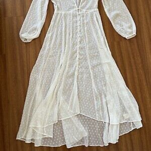 Express & Rocky Barnes White Long Sleeve Dress